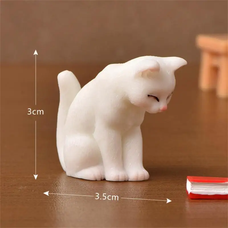 Cute Resin Cats Ornament Kitten Figurine Simulation Animal Micro Landscape Resin Crafts Cartoon Cute Kitte Animal Model Mini