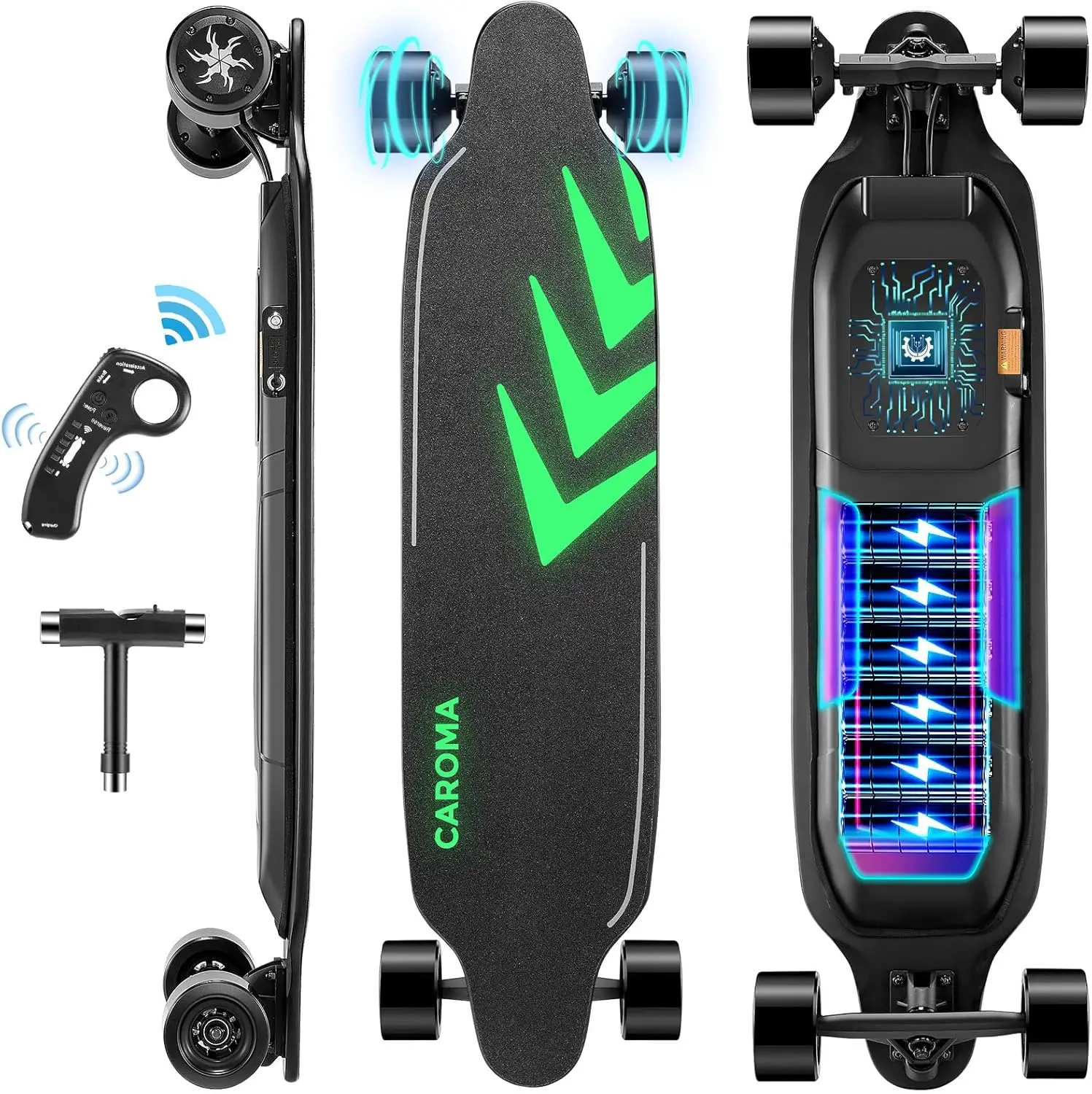 Skateboards Glow in The Dark, 1200W Powerful Motor, 28MPH Top Speed, 4/6AH Battery, 16/28Miles Max Range