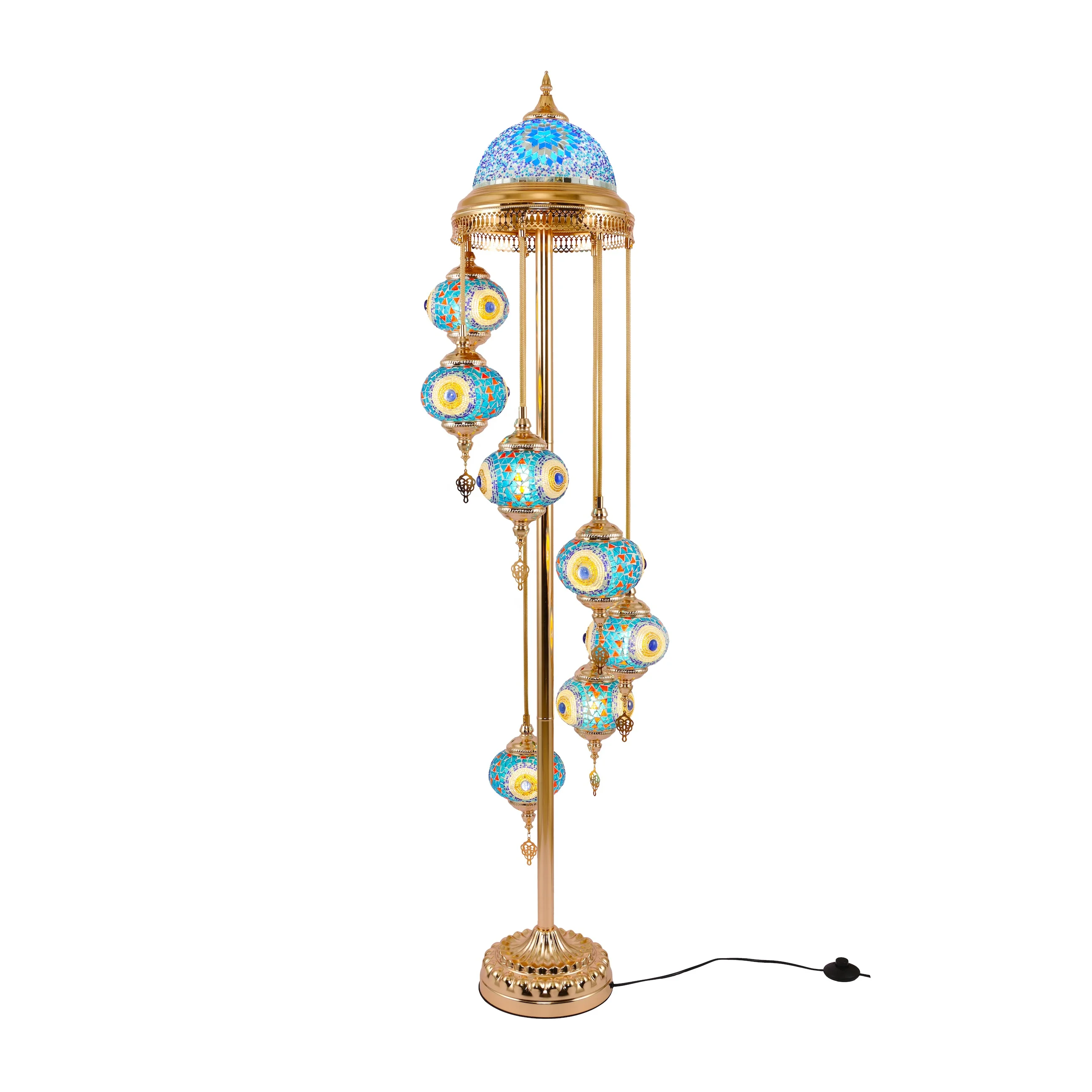

New Design Zhelanpu Lighting Luxury Turkish Style Handmade Mosaic LED Floor Lamp 2700K Soft Warm White Multicolored Glass Shade