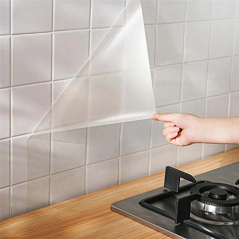 

60Cmx10m Oil Proof Sticker Heat-Resistant Splash Protection Foil Tile Film Anti-Oil Sticker