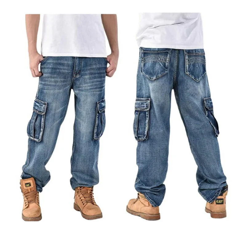 

Man Loose Jeans Hiphop Skateboard Trousers Brand Baggy Denim Pants Street Big Size 30-46