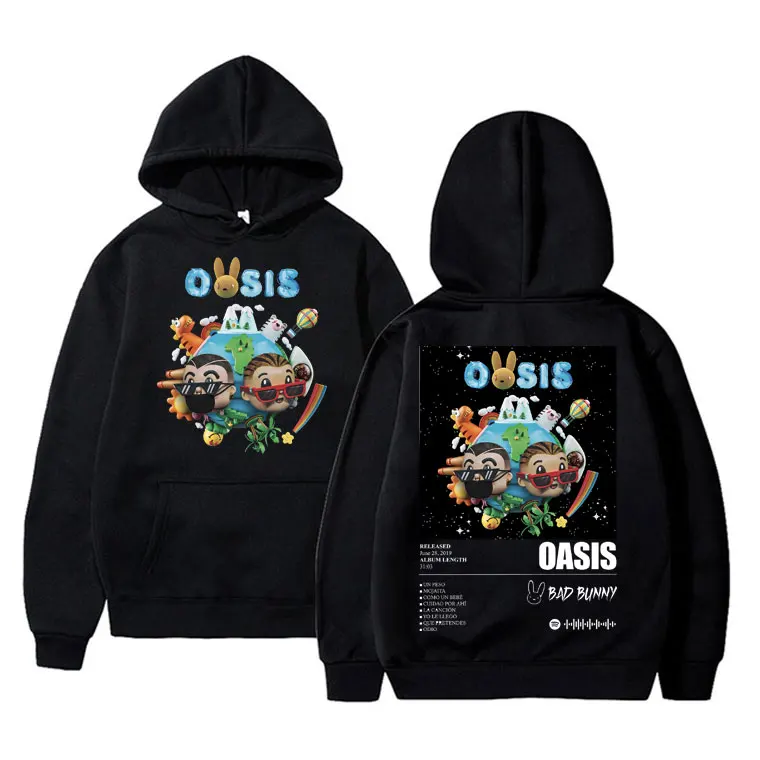 

Rapper Bad Bunny Oasis Music Album Hoodie Men Women Hip Hop Street Vintage Hoodies Pullover Men's Oversized Hoody Sweatshirts