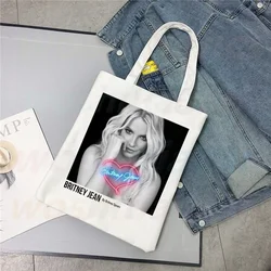 Britney Spears Print borsa per la spesa riutilizzabile borse in tela da donna stampa Eco Bag Cartoon Shopper borse a tracolla