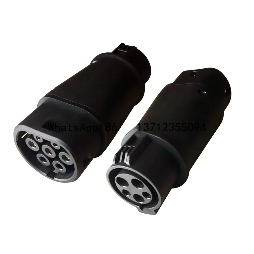 Electric Vehicle Charging Adapter Barrel 32A EV Charger Connector Type 1 to Type 2 SAE j1772 to IEC62196