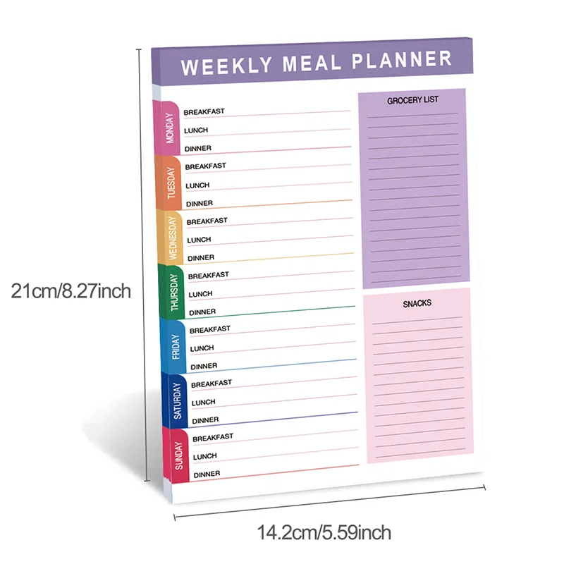 Bview Art A5 Weekly Meal Planner & Healthy Eating Journal แผ่นสูตรฉีกขาดได้ Diet Organizer สมุดบันทึกภาษาอังกฤษ