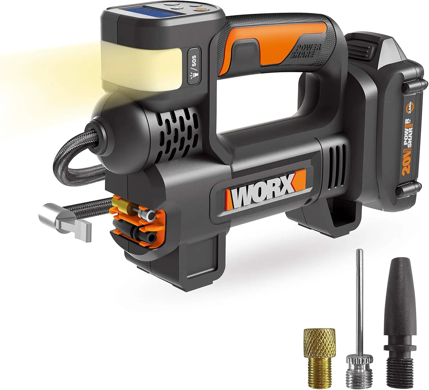 

WX092L 20V 2.0Ah 2 in 1 Cordless Inflator Battery and Charger Included, max. 10 Bar, Digital pressure display