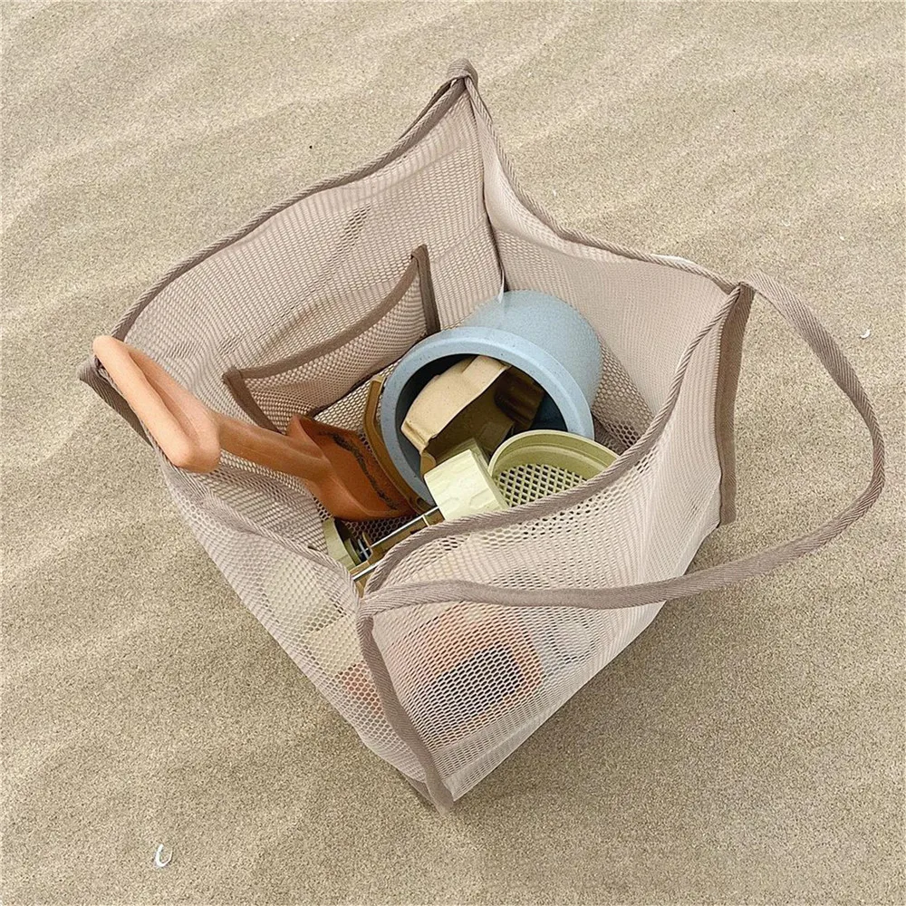 2024 New Transparent Mesh Shopper Bag Lightweight Versatile Portable Shoulder Bag With Large Capacity Beach Mesh Shopping Bag