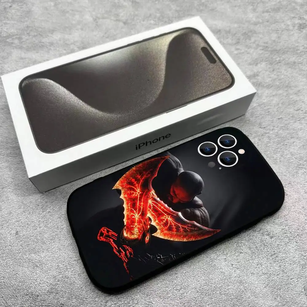 حافظة هاتف G-God of W-War Kratos لهاتف iPhone 17,16,15,14,13,12,Pro,Max,Plus,E,SE4,Air,Mini Black Soft Box #6
