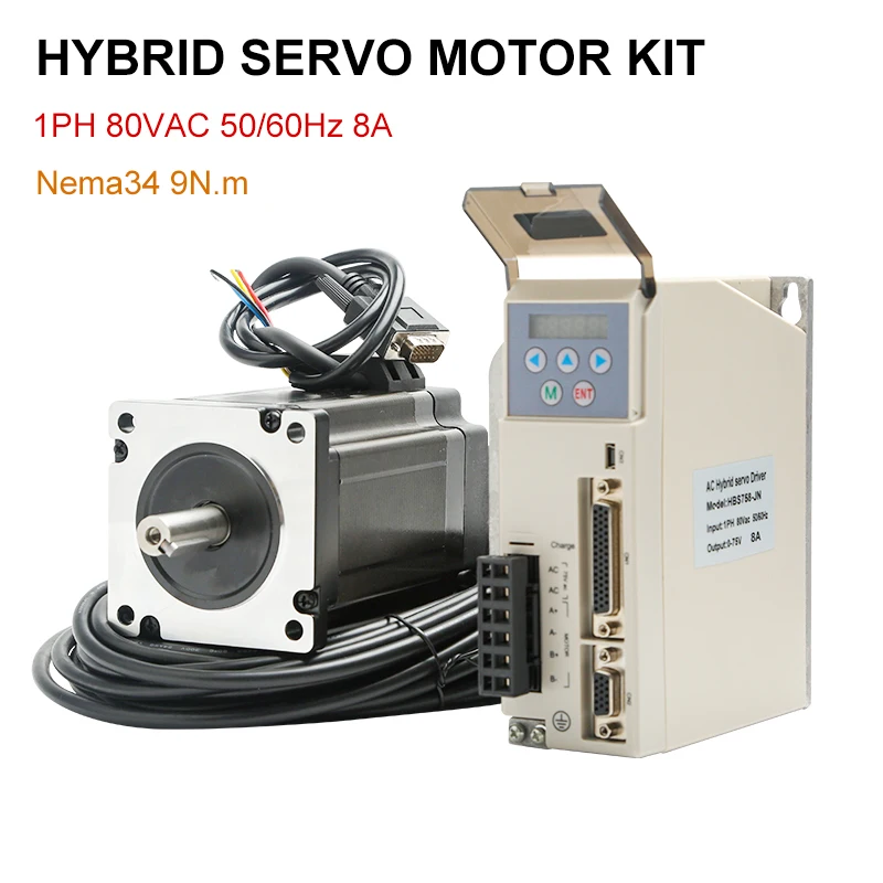 

Hybrid Servo Stepper Driver H2-758 HBS758 AC20-75V 8A NEMA34 Closed Loop Motor With Brake Encoder Cable For CNC Machine Tools