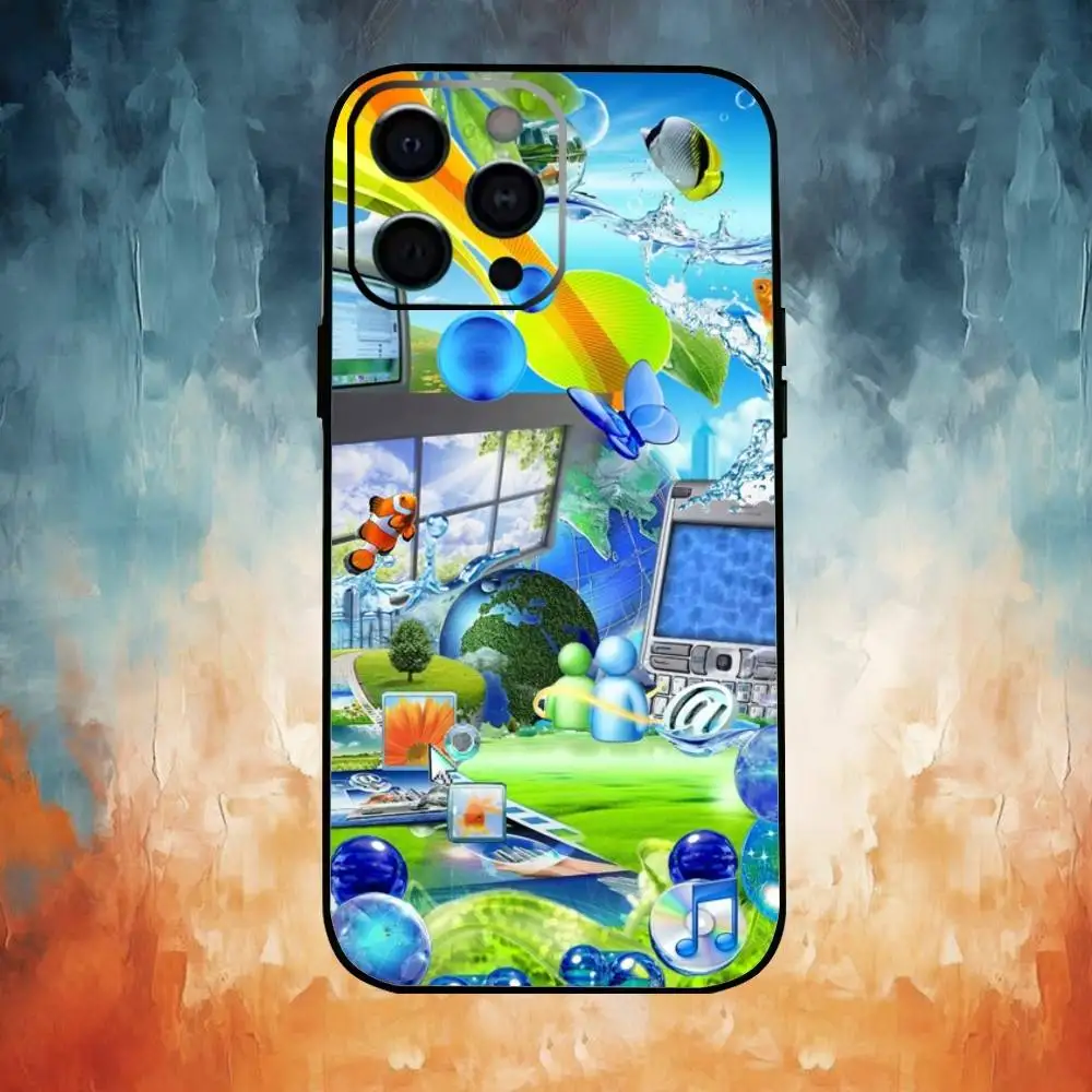 Frutiger Aero Phone Case For iPhone17,16,15,14,13,12,11 Plus,Pro Max Soft Black Cover