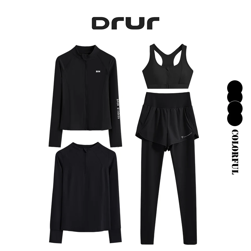 DRUR 2/3/4pcs Yoga Set Gym Clothes Women Sportswear Yoga Suits Fitness Set Tracksuits Sports Bra Gym Leggings Outfit Yogawear