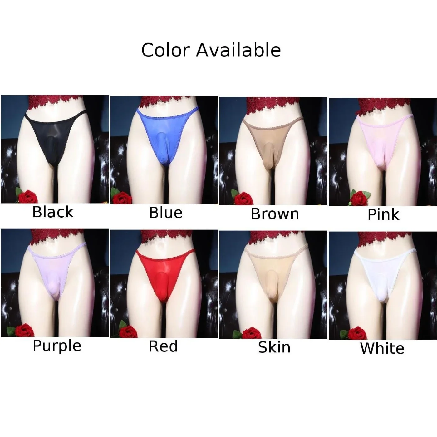 Sexy Men Seamless Thongs Sissy Low Waist Ice Silk Panties G-string Penis Sheath Cock Pouch Gay Wear Erotic Lingerie Underwear