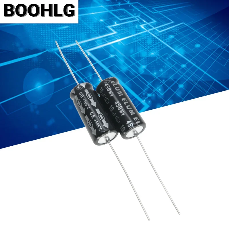 5PCS 10uf horizontal axial polarized aluminum electrolytic capacitor 450V 10uf 13X26mm