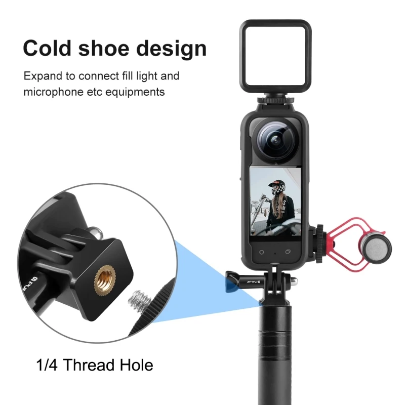 إطار حماية بلاستيكي من PULUZ Cold Shoe PC لكاميرا الحركة Insta360 X3 مع حامل محول ومسمار #3