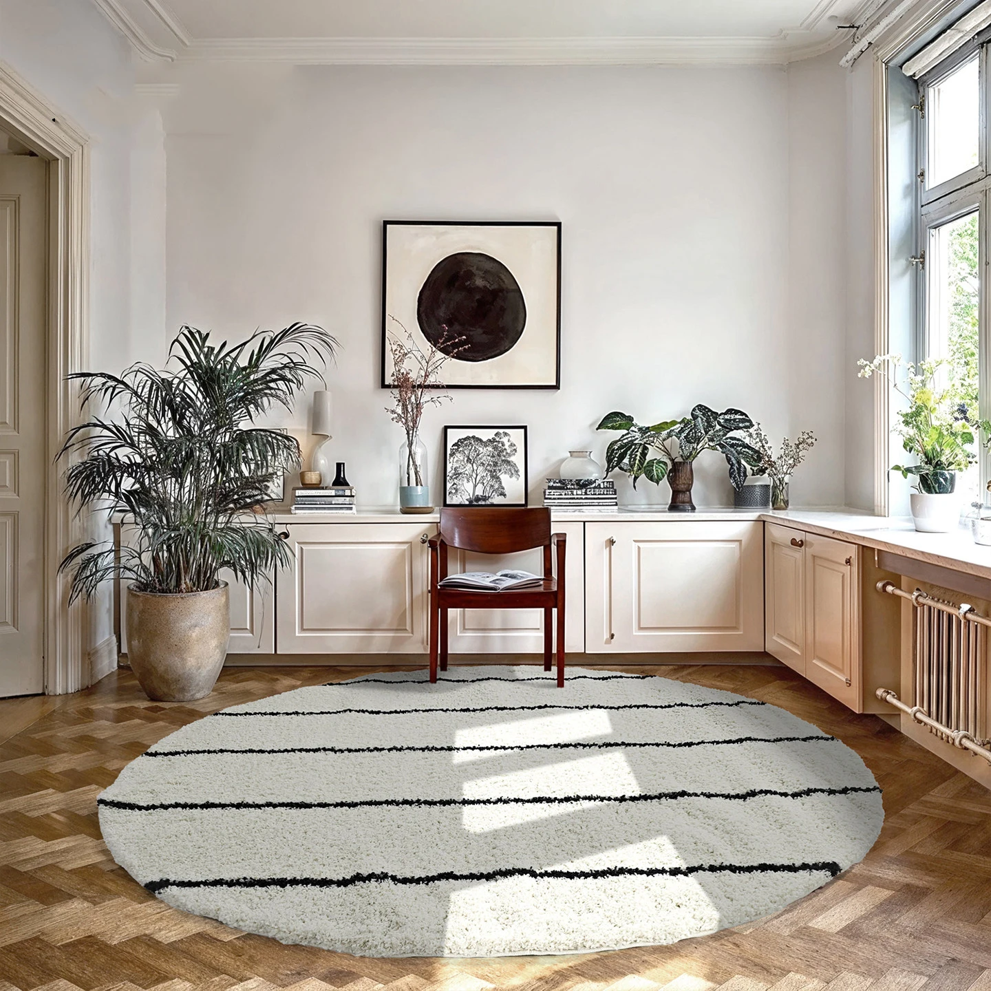 Simple Simple Black Line Beige Round Carpet Soft Plush Sofa Home Area Rug Floor Bedroom Kid Room Play Mat Large Rug Thick Soft Mat - Aliexpress Deal