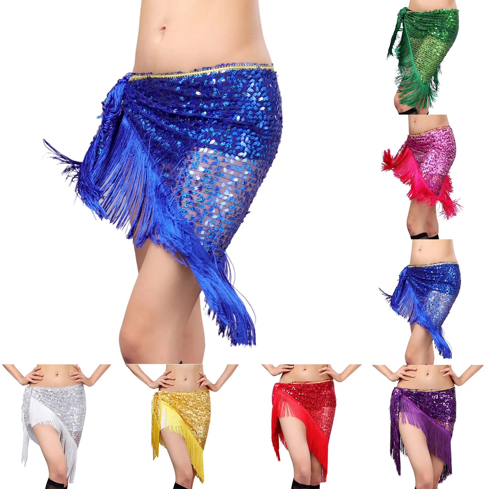 Belly Dance Costumes Indian Dance Waist Decoration Mesh Sequin Fashion Clothes Hip Scarf Women Belly Dancing Belts Waist Skirt