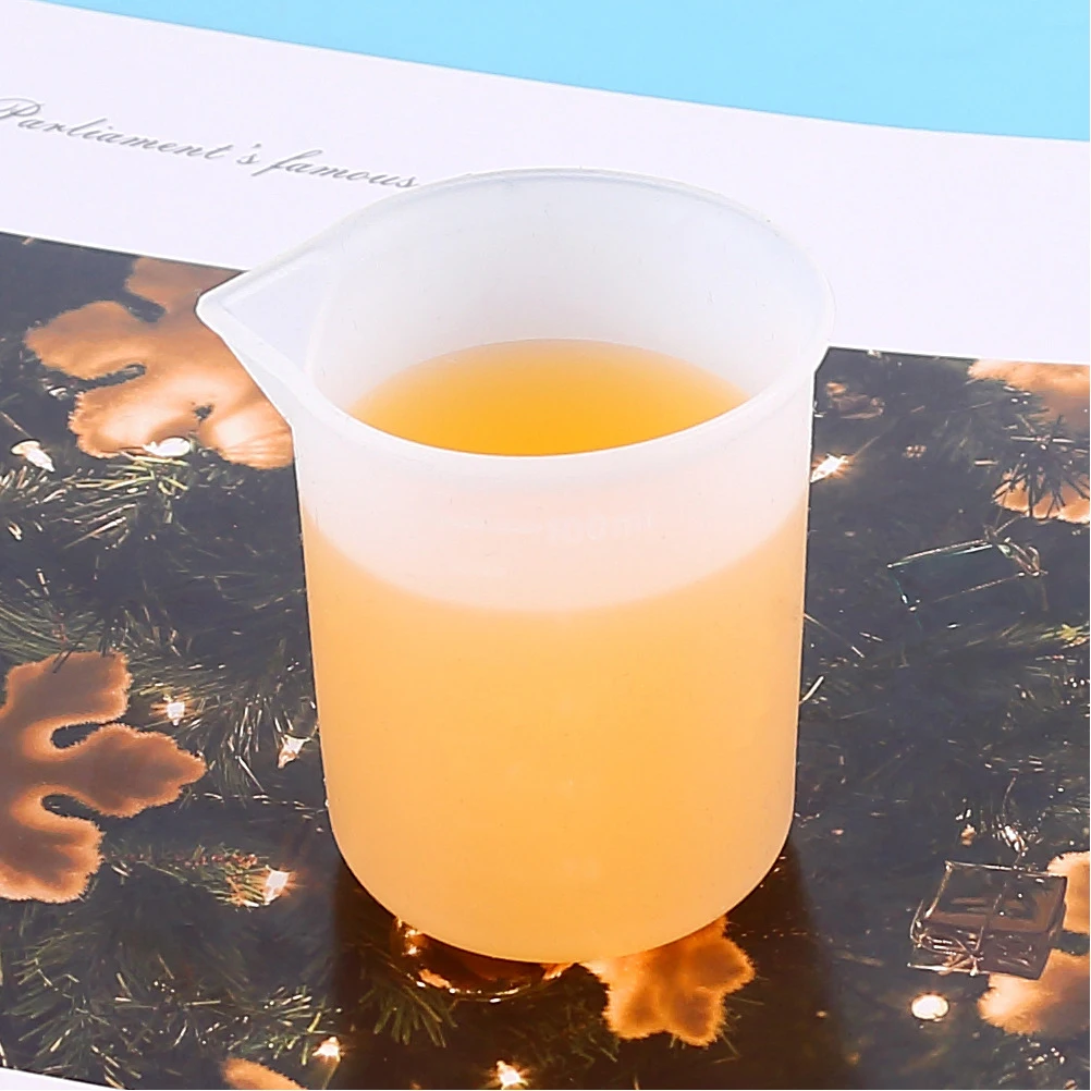 

Mixing Silicone Measuring Cup Transparent Scale White Silica Gel Resin Cups Reusable