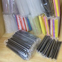 100pcs 190x11mm Big Milkshake Straws Bubble Boba Milk Tea Plastic Thick Straws Smoothie Cold Drinking Drinkware Bar Accessories