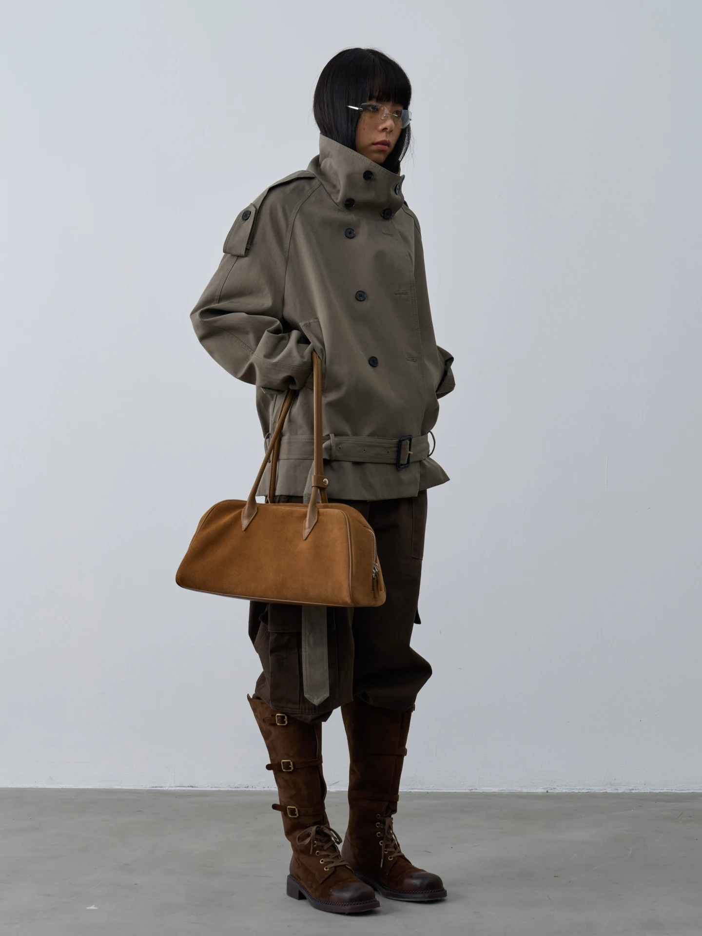 

Rebornique ort двубортное пальто с воротником-стойкой, корейское пальто большого размера с петлей на плечах, женское джето, хлопковый нейлоновый материал