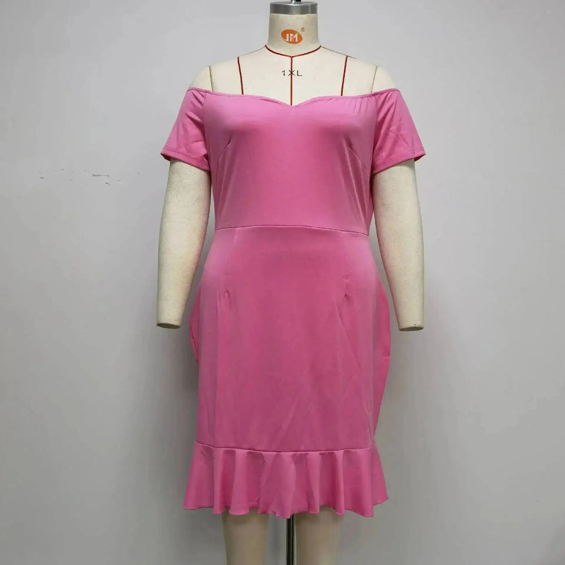 

Women's Short Large Size Sleeved Off Shoulder V-neck Ruffle Edge Dress Formal Dress Jx073 2025 Party Summer Elegantes Casual Y2k