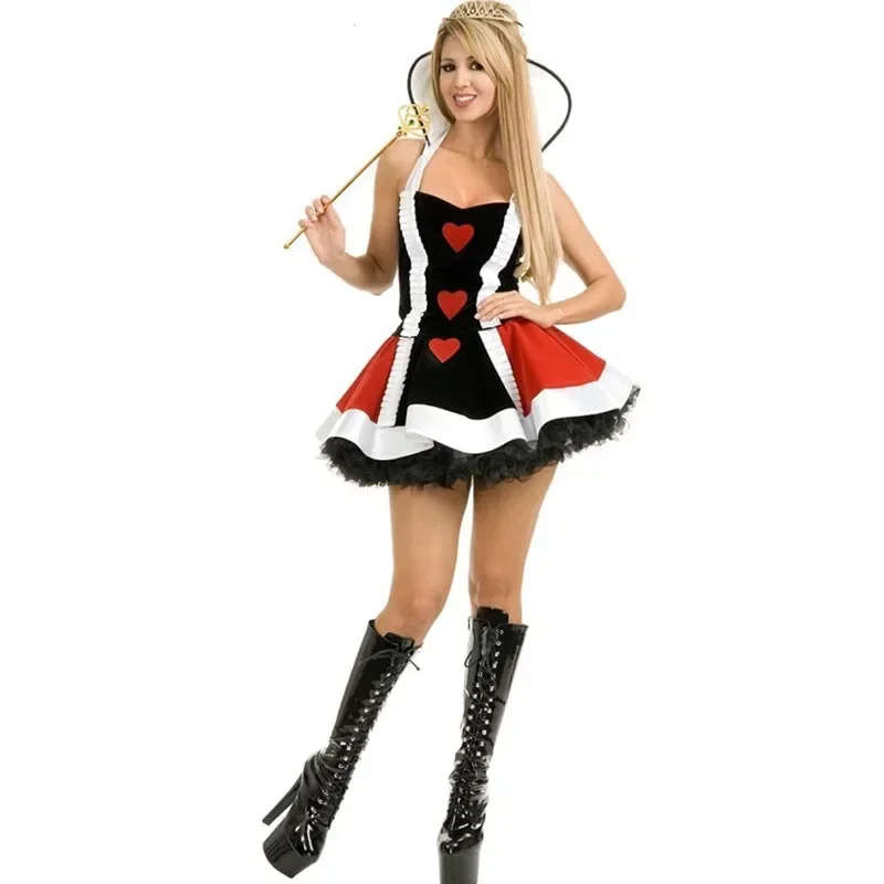

Women's Red Queen Of Hearts Nightclub Cosplay Costume Halloween Masquerade Alice In Wonderland Vampire Queen Fancy Dress Costume