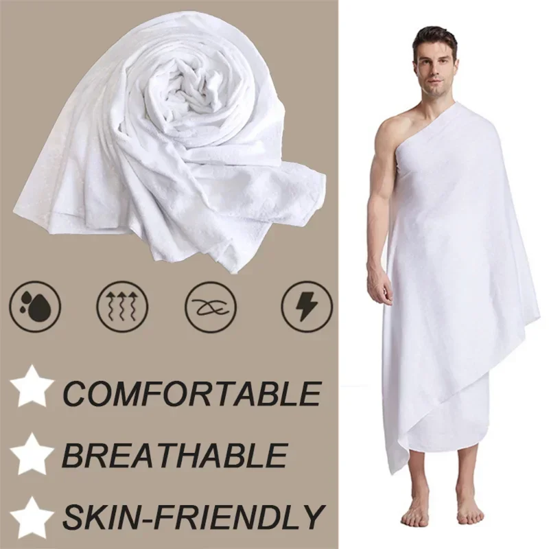 1 Stücke Ihram Hajj Handtuch Weichen Bequemen Weißen Pilgerhandtuch Arabia Muslimischen Ethnischen Männer Gebetsschal Anbetung Hajj Kostüm