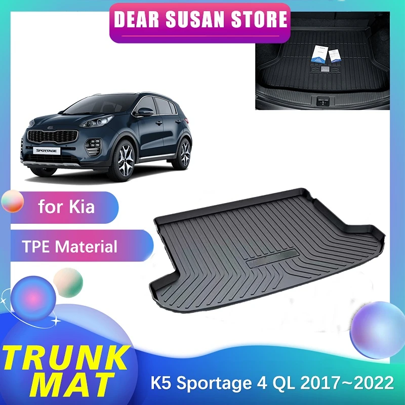 Car Special Rear Trunk Mat for Kia Sportage 4 QL GT-Line S 2017~2022 2018 Waterproof Floor Pad Space Decoration Rug Accessorie