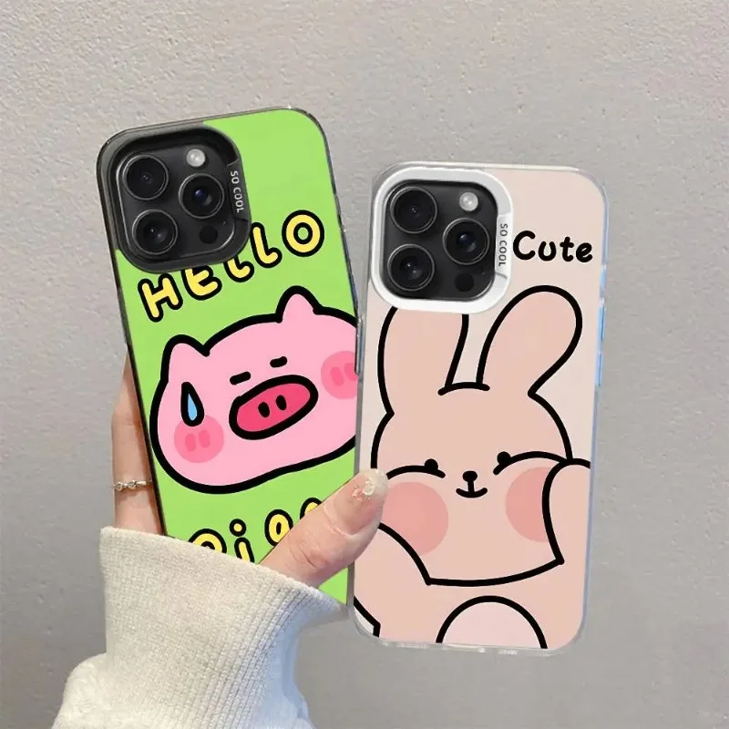 حافظة هاتف على شكل حيوانات كرتونية حافظة هاتف ملونة لهاتف آيفون 17 16 15 14 13 12 11 Pro Max Plus