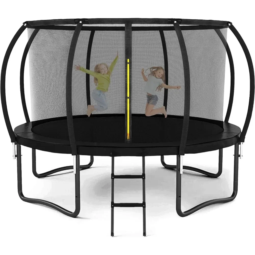 Trampoline 12FT 14FT 15FT 16FT Trampoline for Kids/Adults - Outdoor Recreational Trampolines with Enclosure Net Curved Poles