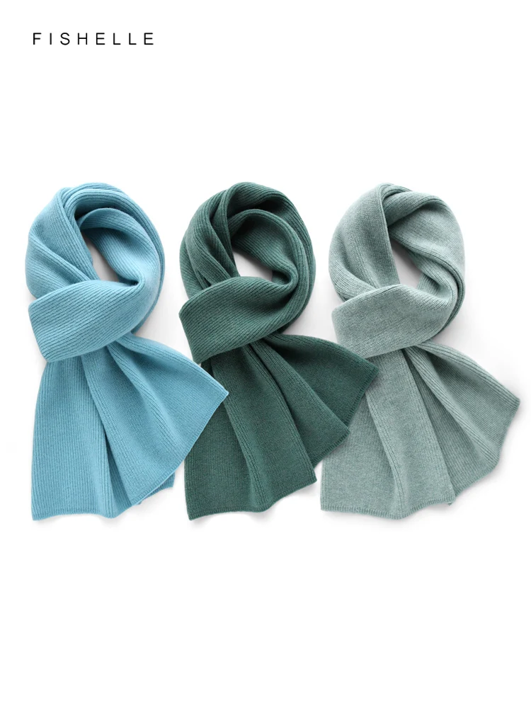 Green blue solid color cashmere scarf winter female wool scarves knitted men women wraps soft warm shawl thick lady luxury gifts