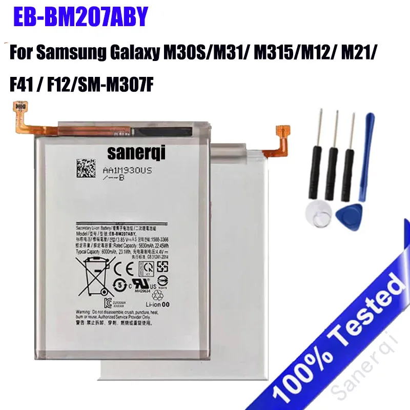 battery for SAMSUNG M30S M31 M315 M307 M307F M307FN M315F F41 M21 M21S M20S F415 F415F EB-BM207ABY Batteries  + tools