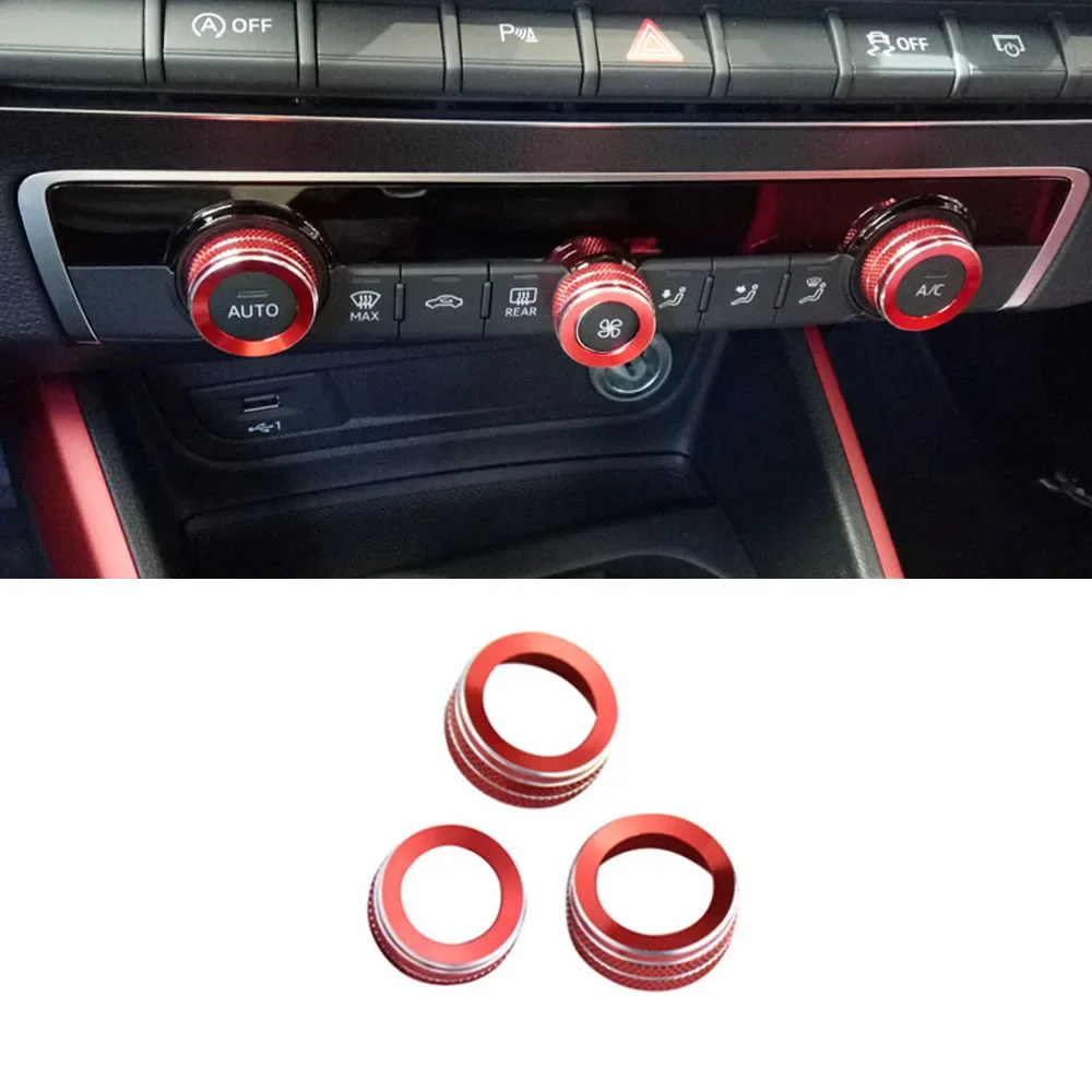 For Audi A3 8V 2014-2020 Car Styling Center Console Multimedia Knob Switch Circles Decoration Cover Trim Interior Accessories