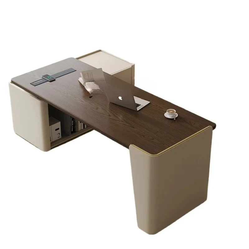 

ZK Простой высококачественный угловой компьютерный стол L-образный стол из массива дерева, боковой шкаф, встроенный стол Boss