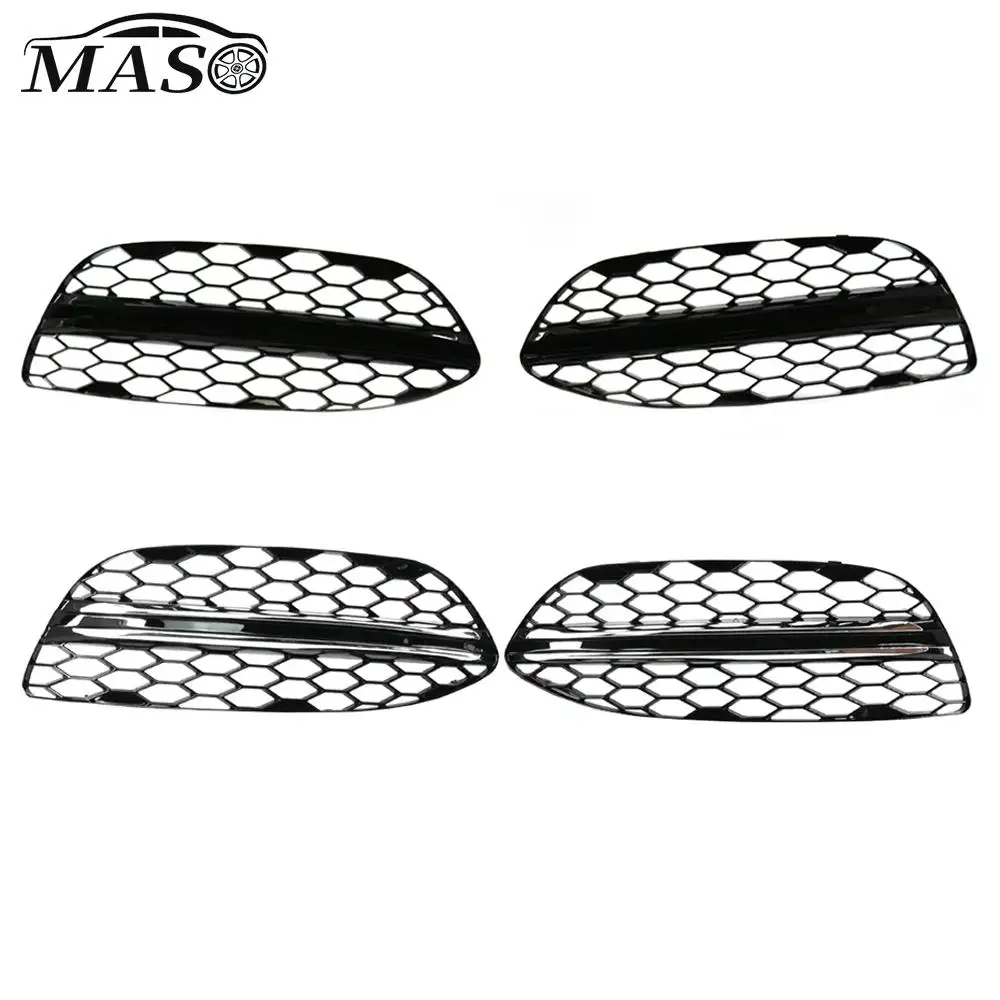 2pcs Left Right Car Front Bumper Fog Light Air Vent Grille Cover Trim Mesh Honeycomb Hex for Mercedes-Benz W205 2015-2018