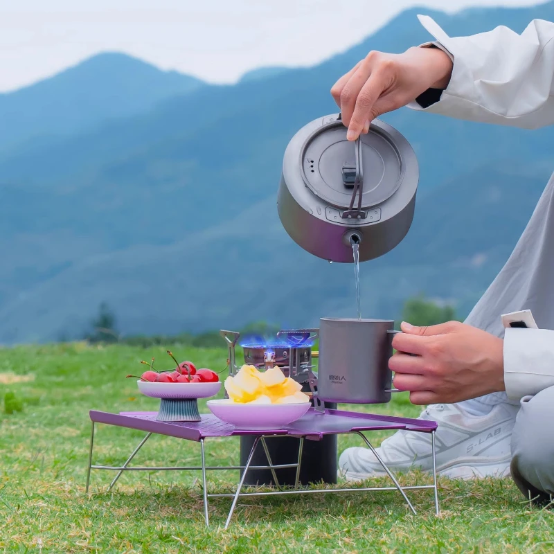 Mesas plegables de aleación de aluminio para senderismo al aire libre, Picnic, mesa pequeña portátil ultraligera para acampar, muebles de jardín para playa Pliante