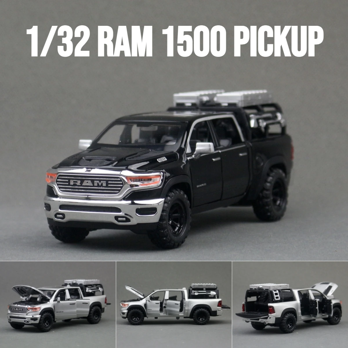 

Миниатюрная модель пикапа Dodge RAM 1500 (1:32) из литого металла, внедорожник, с функцией отката, звуком и светом, коллекционная, подарок для мальчика