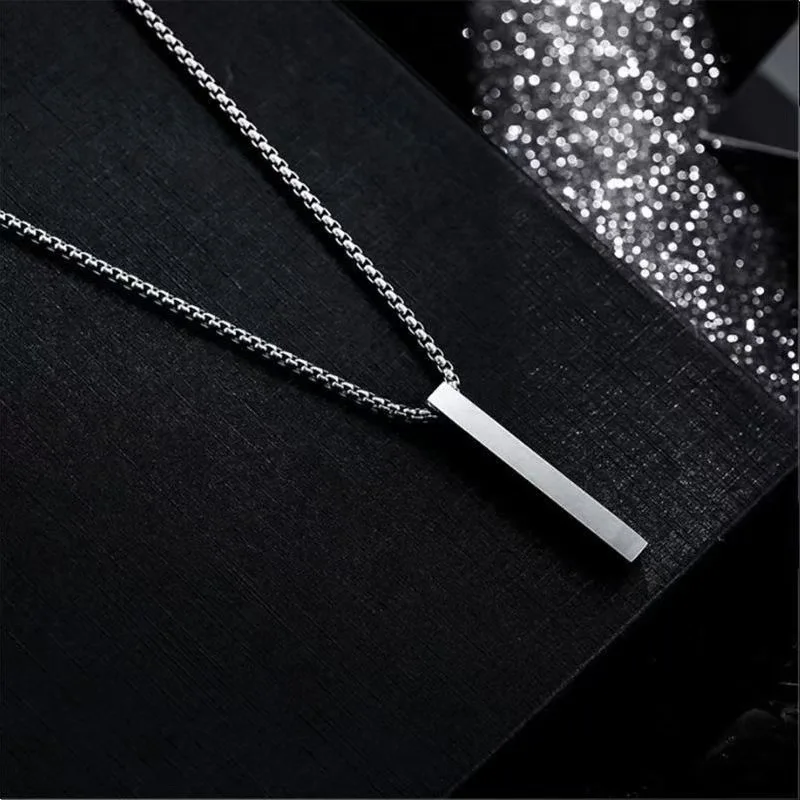 New Hip-Hop Necklace for Men: Sleek, Cold-Dressed, Square Shape, 3D Effect, Couple Pendant.