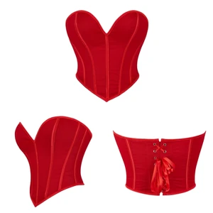 Espartilho sem alças para mulheres, pescoço sexy, tops de tubo, cami bustier, lace up overbust, torso curto, shaper do corpo 8 principais vendas corpete tomara que caia - №2