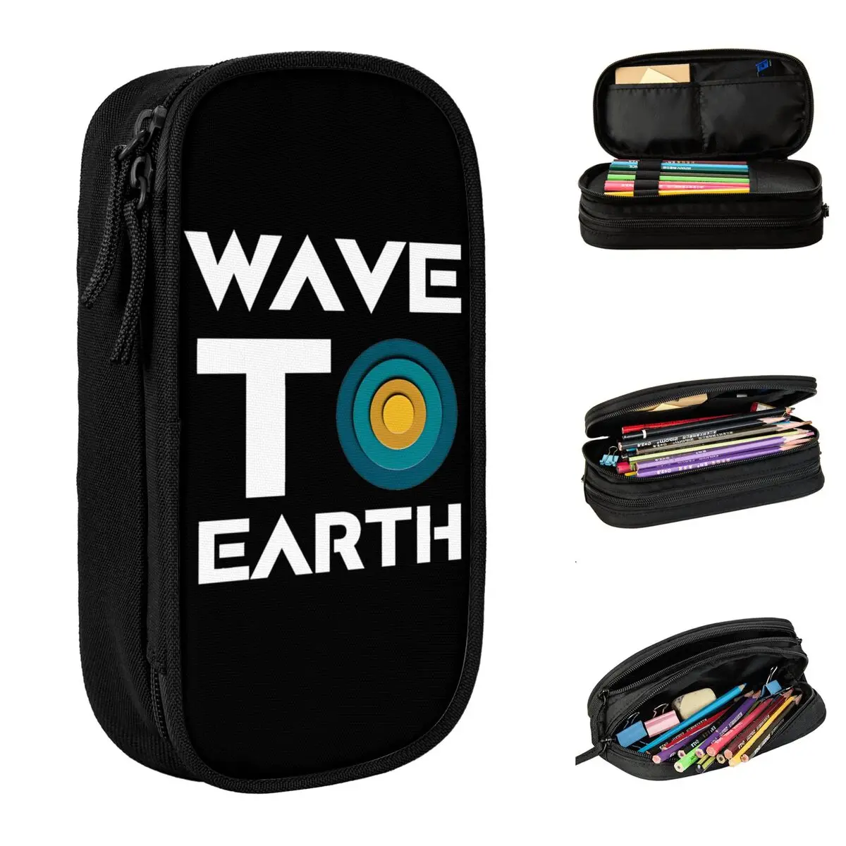 Large-capacity Pen Box Wave To Earth Band Korea Merch Double Layer Pencil Box Girl Make Up Bag Suprise Gift