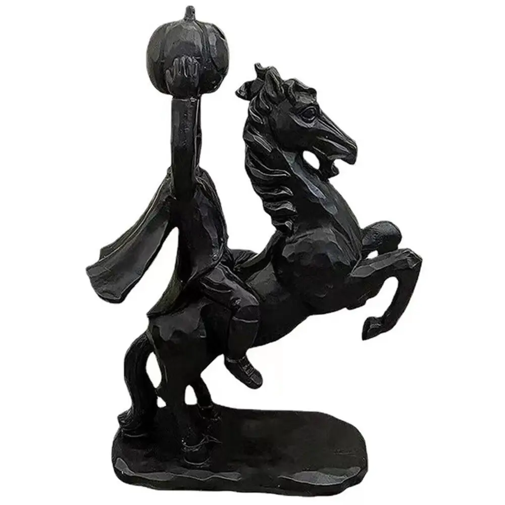 Craft Pumpkin Head DIY Sculpture Ornaments Gift Halloween Decoration Desktop Decor Headless Horseman Statue Figurine
