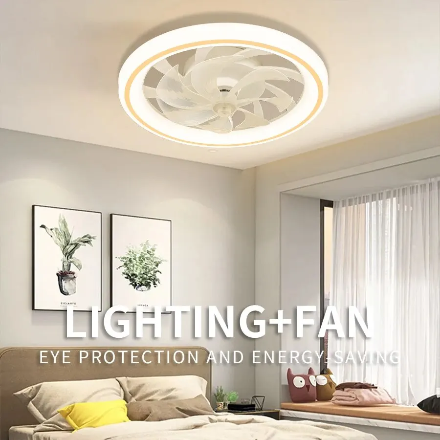 LED Ultra-thin Ceiling Light With Fan Energy-Saving Light For Living Room Bedroom 2 Modern Minimalist Study Bedroom Fan Light