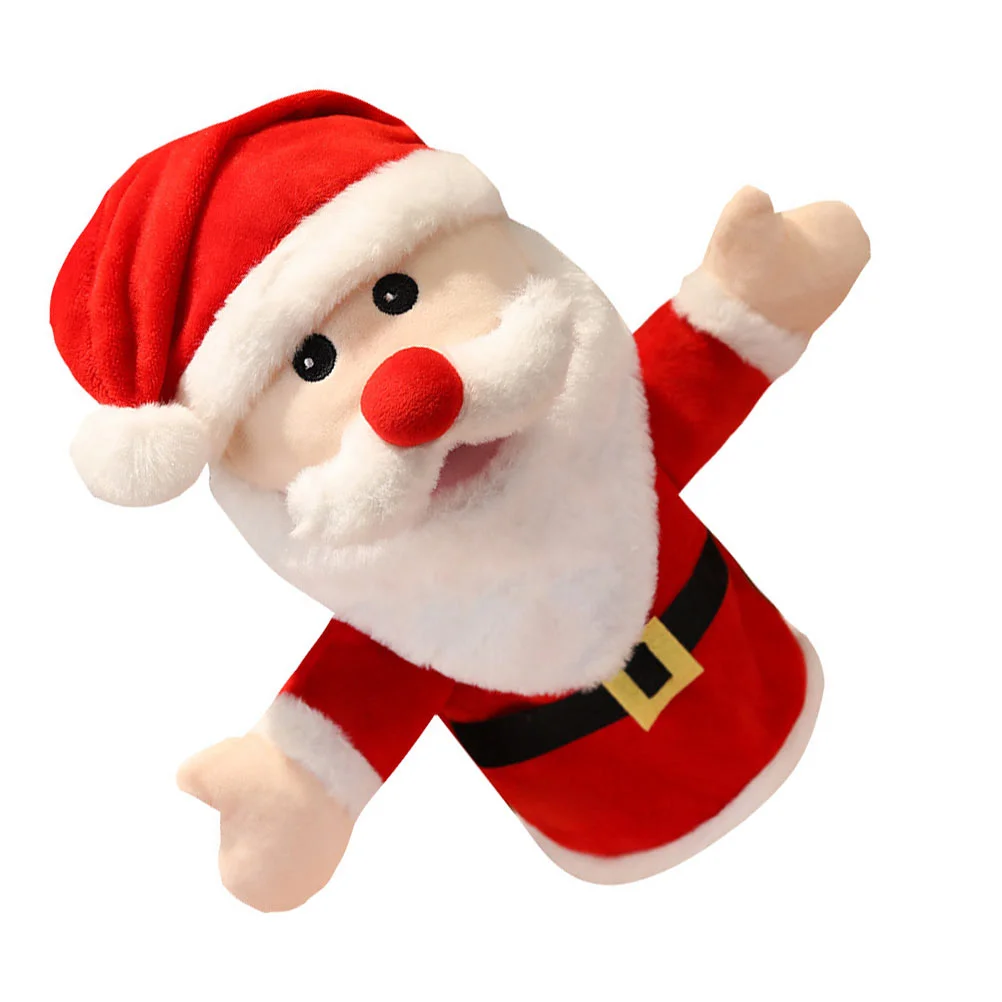 Santa Hand Puppet น่ารักการ์ตูนของเล่นนิ้วมือของเล่นเด็กหรูหราสําหรับของเล่นเด็กผู้ปกครอง-เด็ก