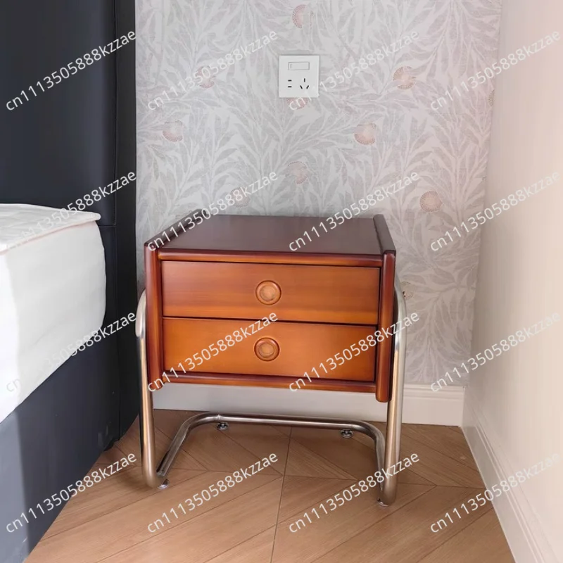 Mid-Century Modern Nightstand Solid Wood Bedroom Bedside Table Vintage Storage Drawers for Small Spaces Organizer Cabinet