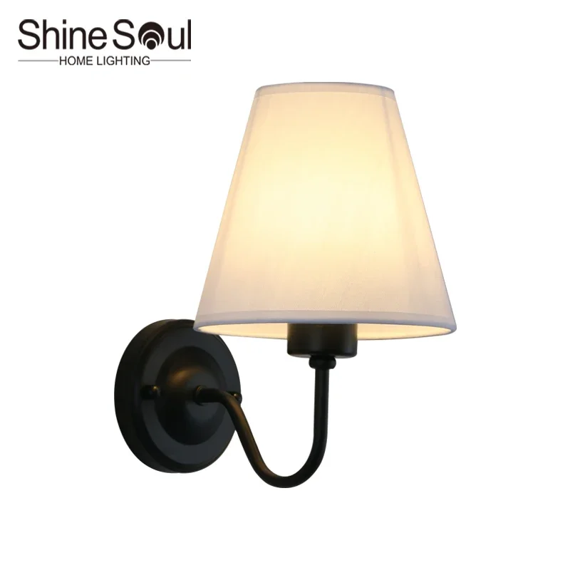 LED Modern Wall Lamp Indoor Lighting Nordic E27 Fabric Retro Wall Lamp Home Bedroom Bedside Hotel Lamp