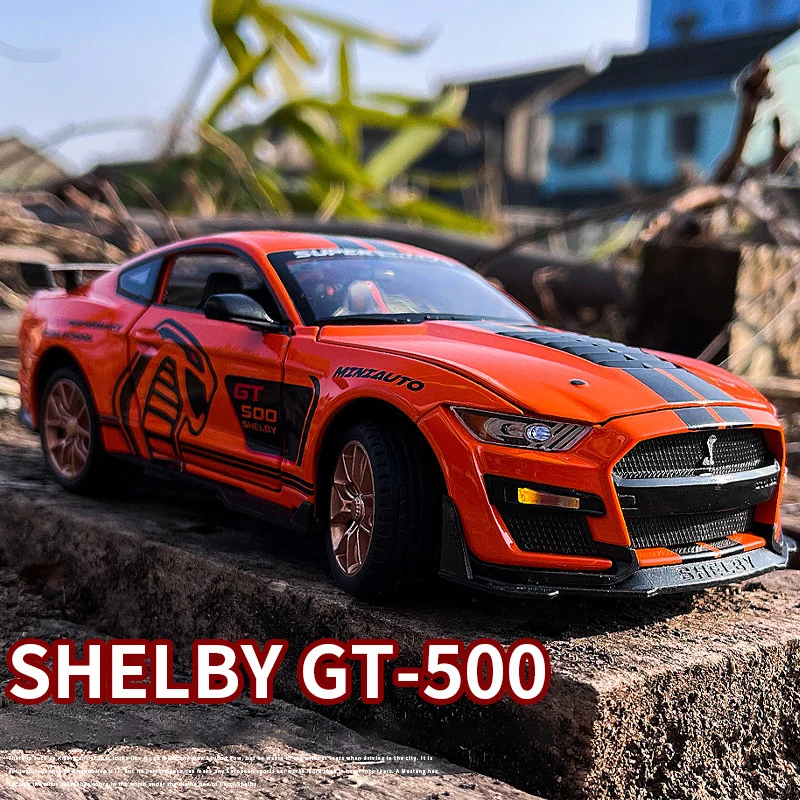 1:24 Ford Mustang Shelby GT500 Alloy Muscle Car Model Sound and Light Pull Back Children\'s Toy Collectibles Birthday gift