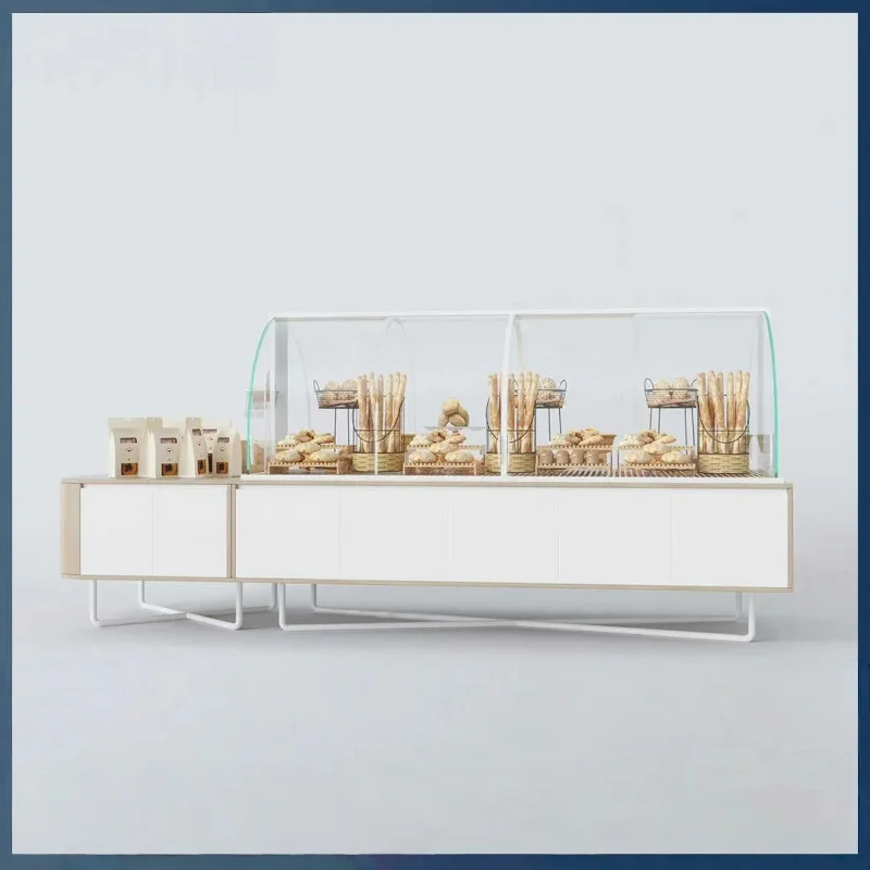 custom.Custom Luxury Bakery Display Cabinet LED Lighting Heavy Duty Ladder Shelf Commercial Mall Use Glass Back