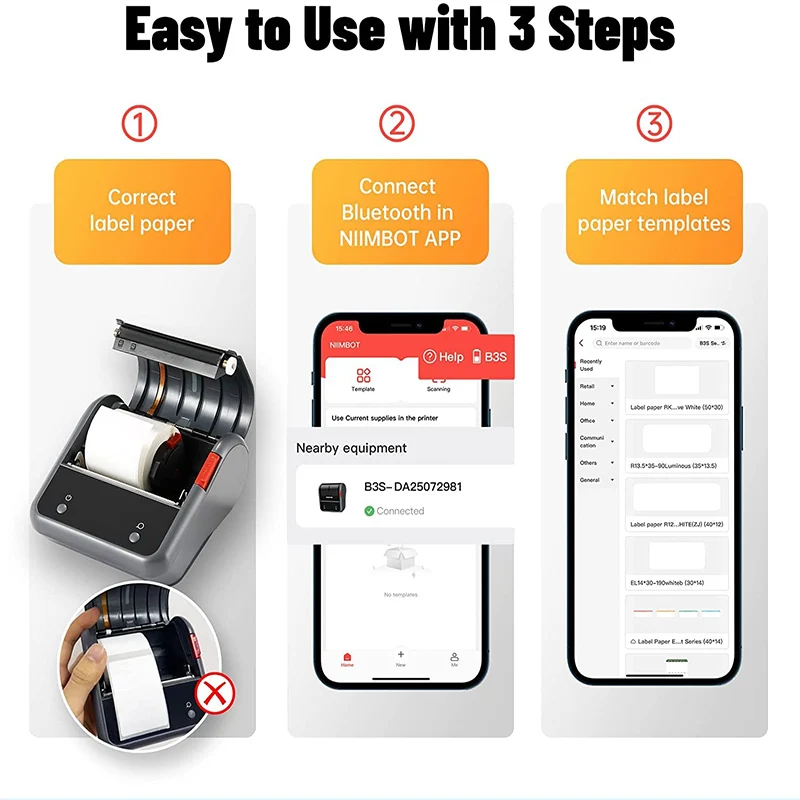 Niimbot B3S 80mm Portable Bluetooth Label Printer  Pocket Thermal Label Maker for Cable Jewellery Price Card Support Smart Phone