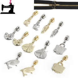10/50/200PCS Two Sides 5# Nylon Mermaid,Conch Shape Metal Zipper Sliders For Clothing Bags Purse Zip Head DIY Sewing Accessories