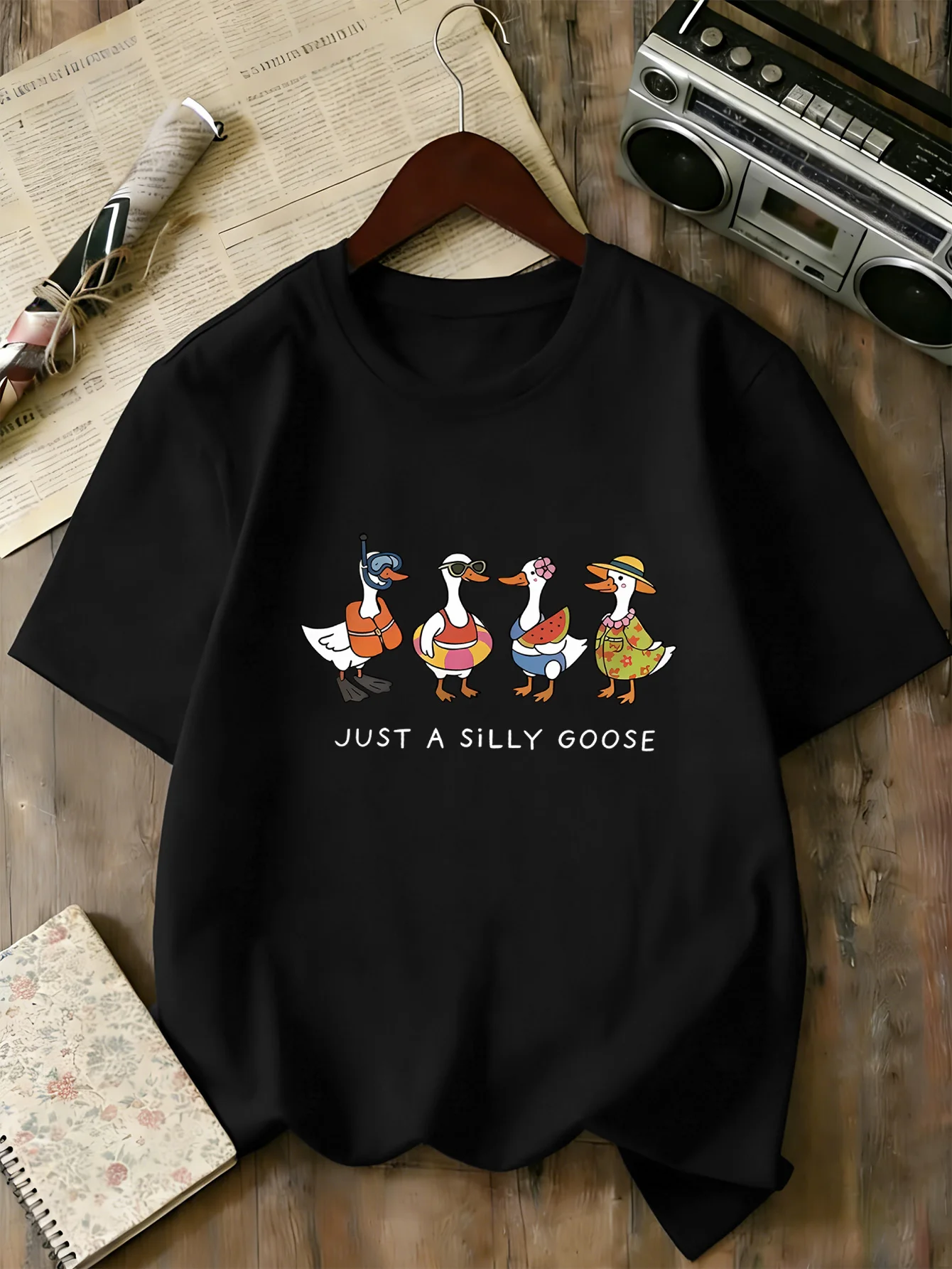 Boys Girls Family Matching Tee Cute Vacation Style Ducks And Letter Art Print Short Sleeve Soft Cotton Kids Daily Outdoor Outfit