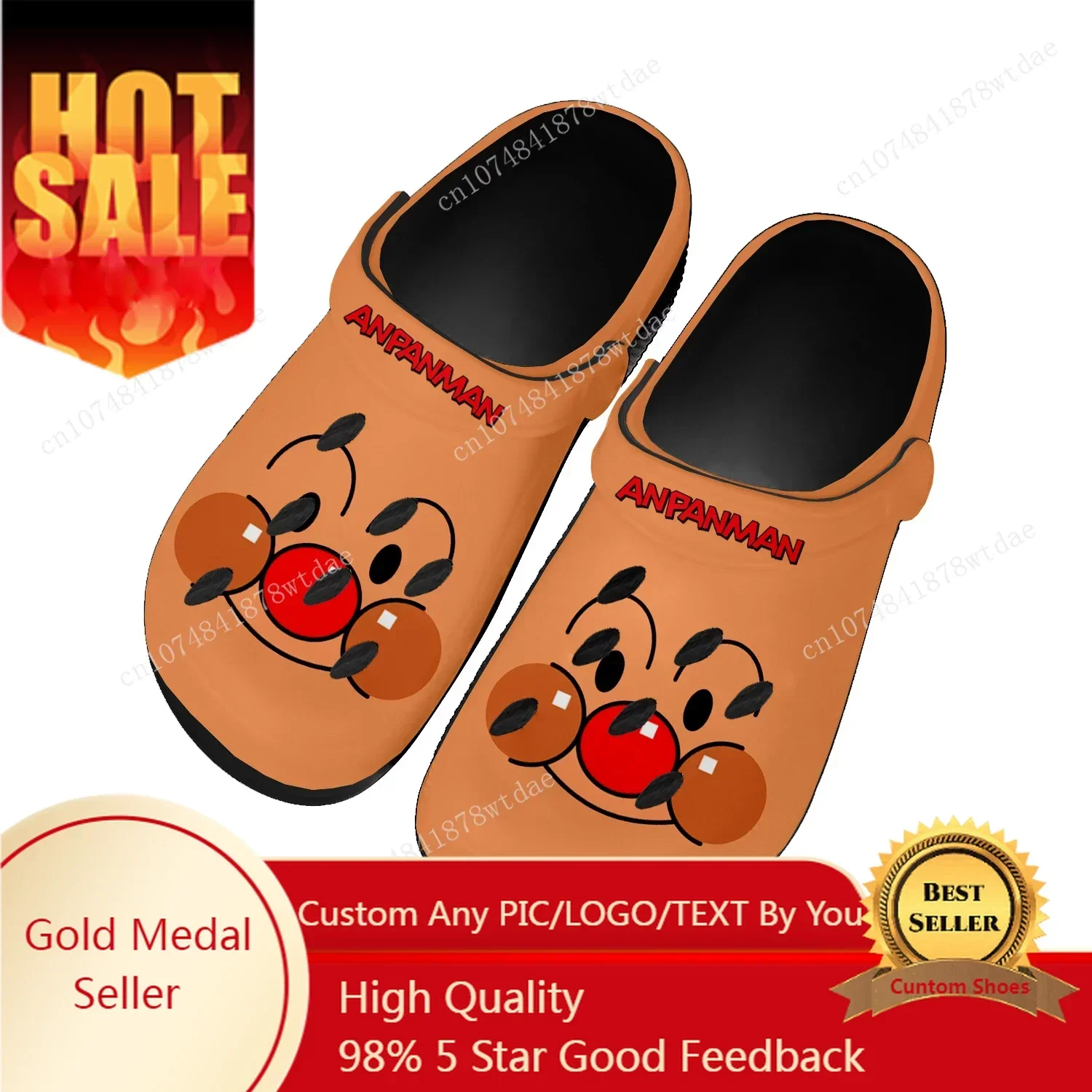 

Anpanman Home Clogs Mens Womens Teenager Custom Made Water Shoes Japanese Cartoon Manga Garden Beach Hole Slippers Sandals